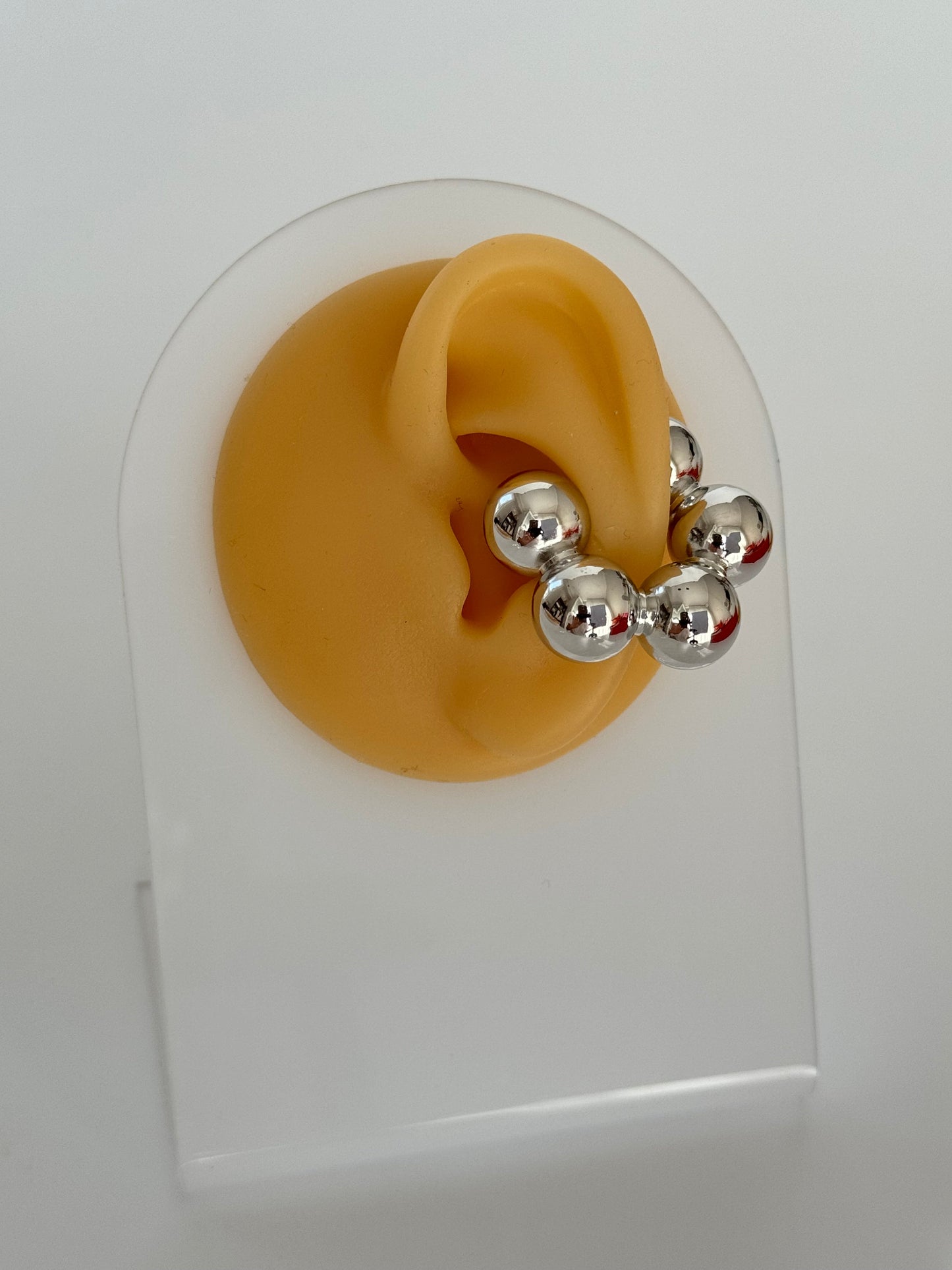 Imported XL Silver Ear Cuff with Bead Detail - Stylish and Unique Design