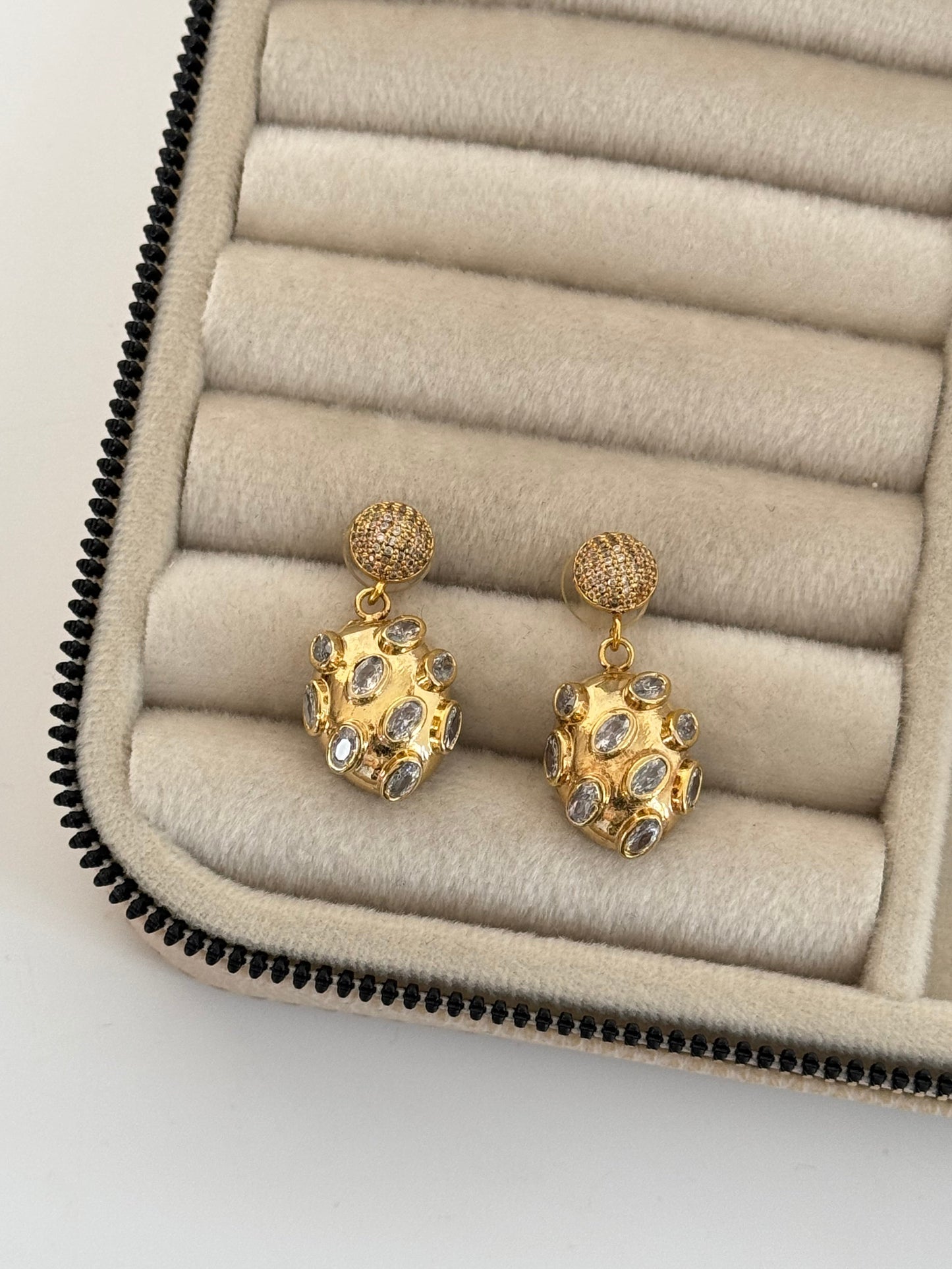 Gold-Plated Earrings with Stunning Stone Detail