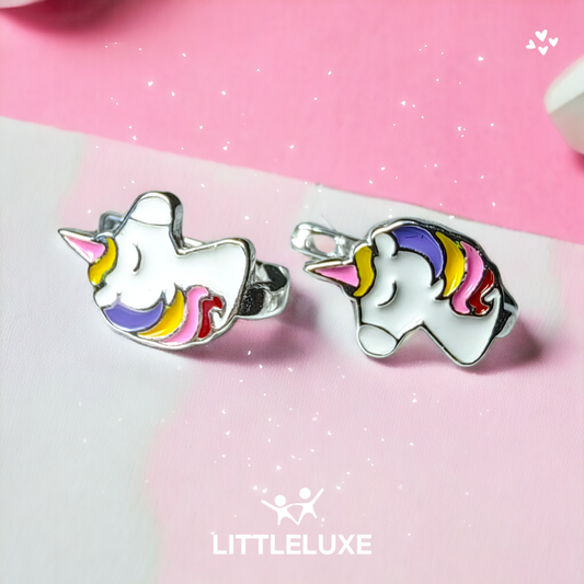 Magical Unicorn Silver Earrings for Imaginative Little Princesses