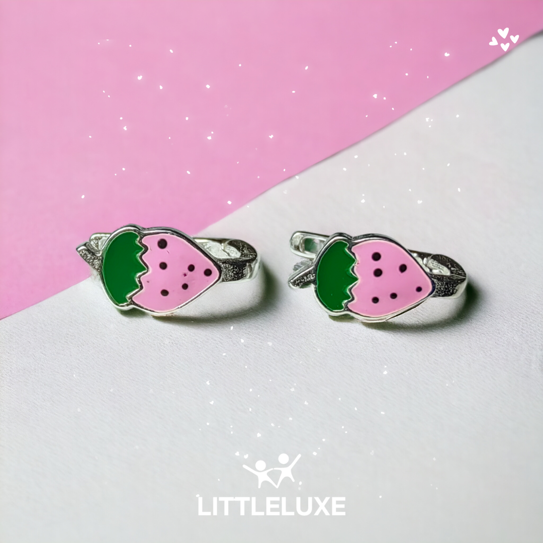 Charming Strawberry Silver Earrings for Sweet Girls