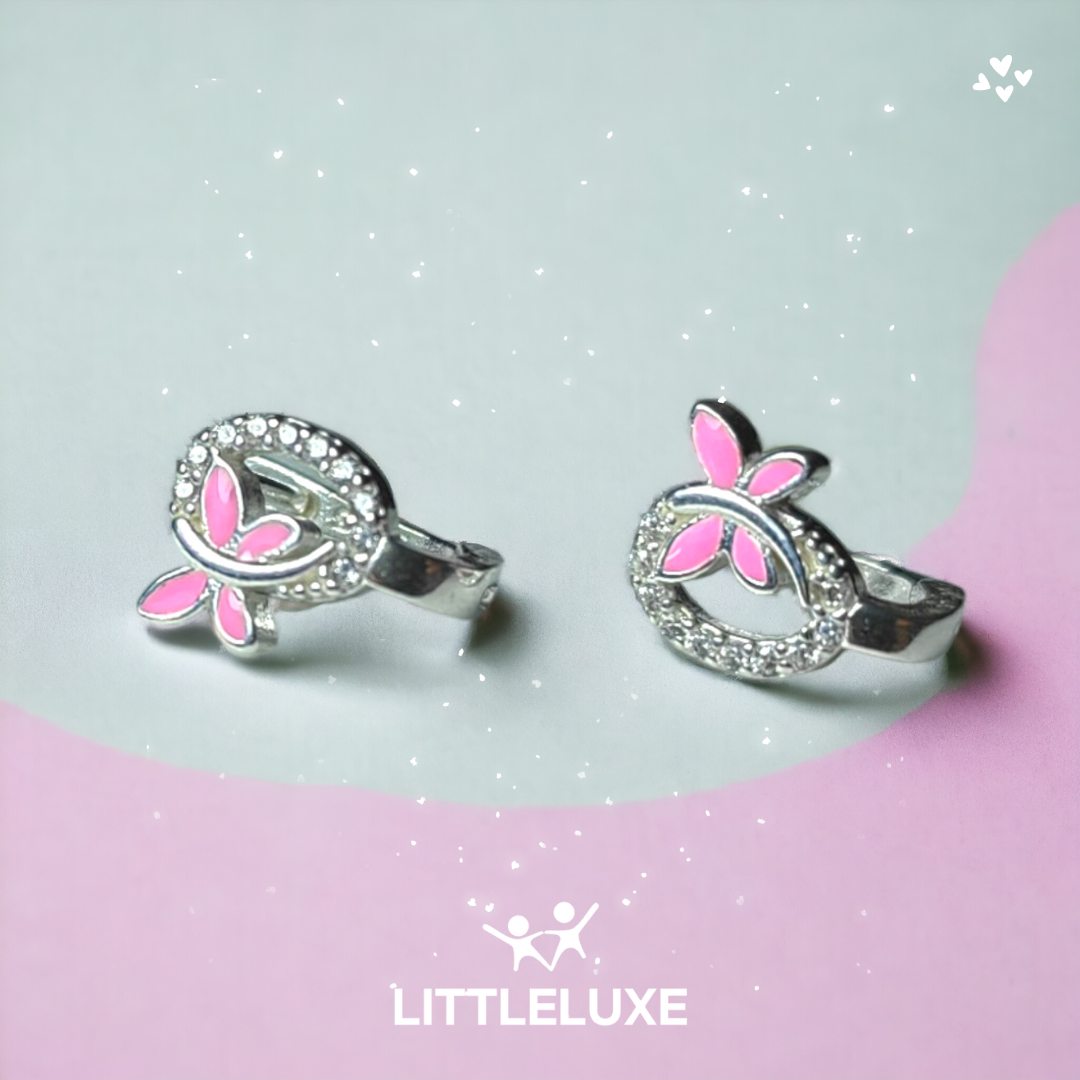 Zarafetin Wings: Silver Butterfly Earrings with Sparkling Zircon Stones for Girls