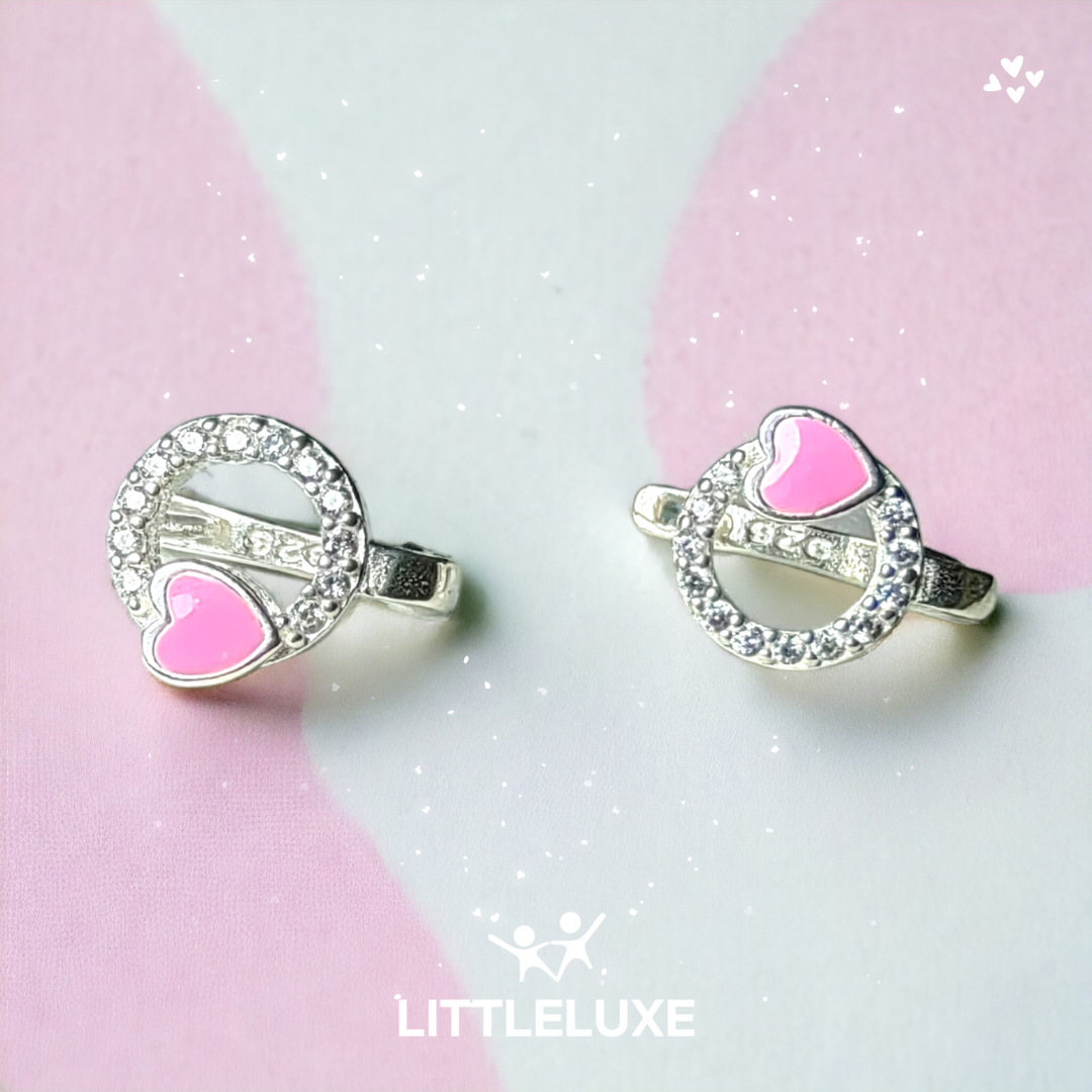 Stunning Pink Heart Silver Earrings for Girls – Perfect for Your Little Princess!