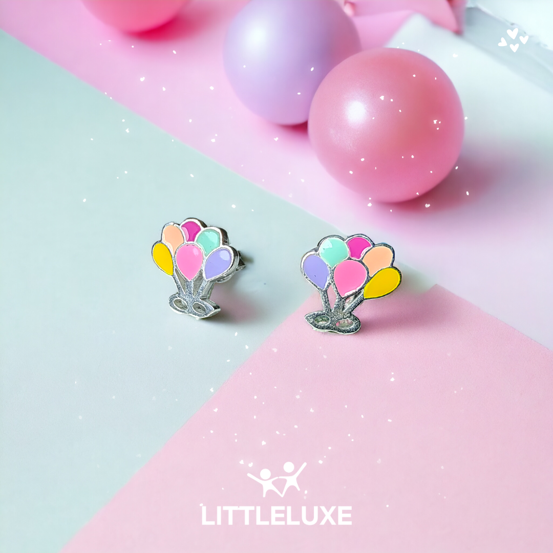 Colorful Balloon Silver Earrings for Girls