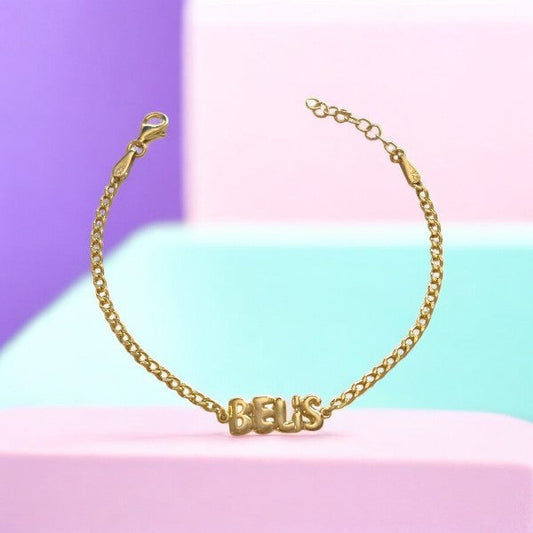 Gold-Plated 925 Sterling Silver Letter Bracelet for Girls - Adorable Silver Kids Bracelet