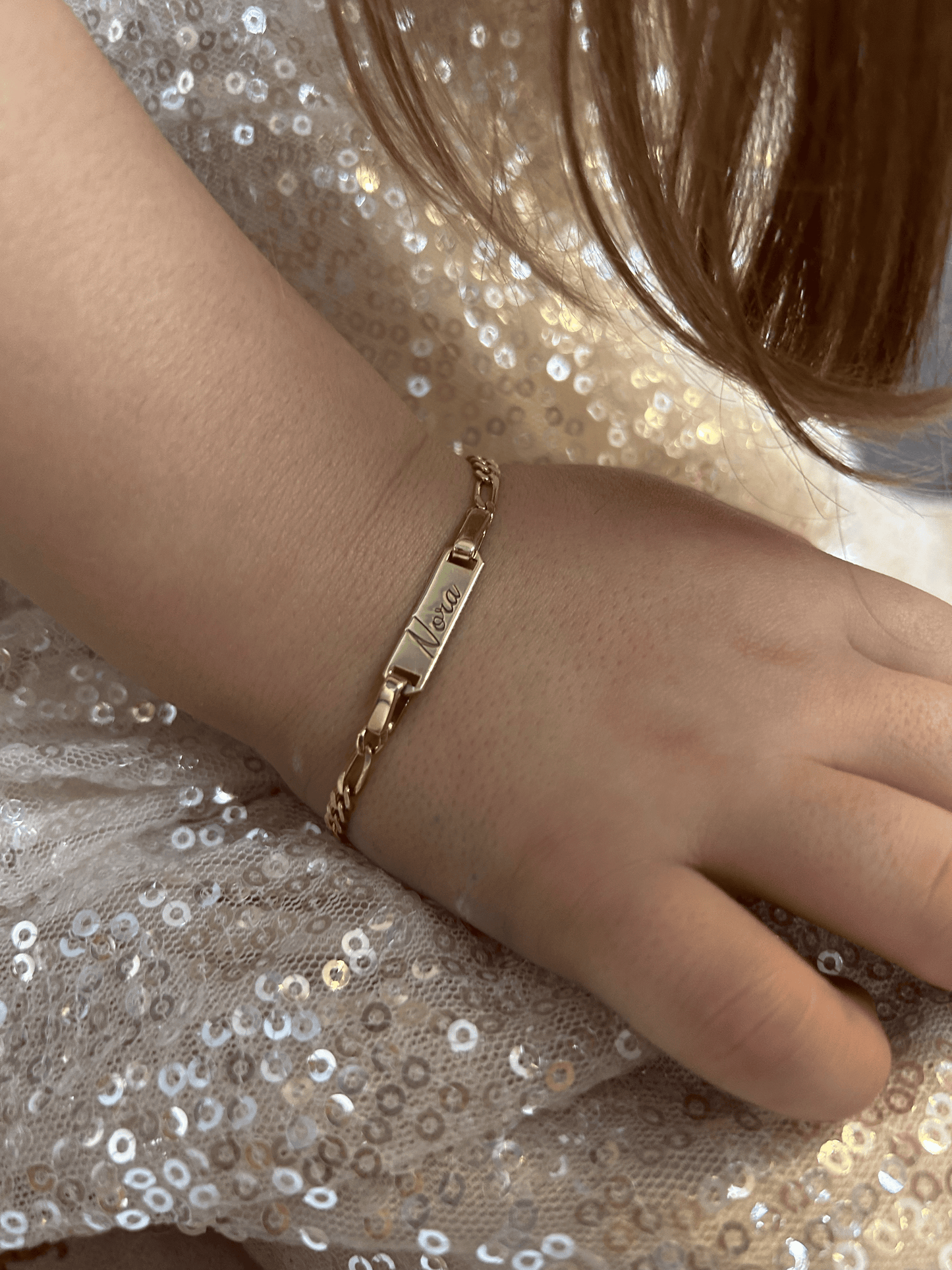 Personalized Silver Bracelet for Girls - Engraved Gold-Plated Name Bracelet for Kids - Custom Baby Name ID Bracelet