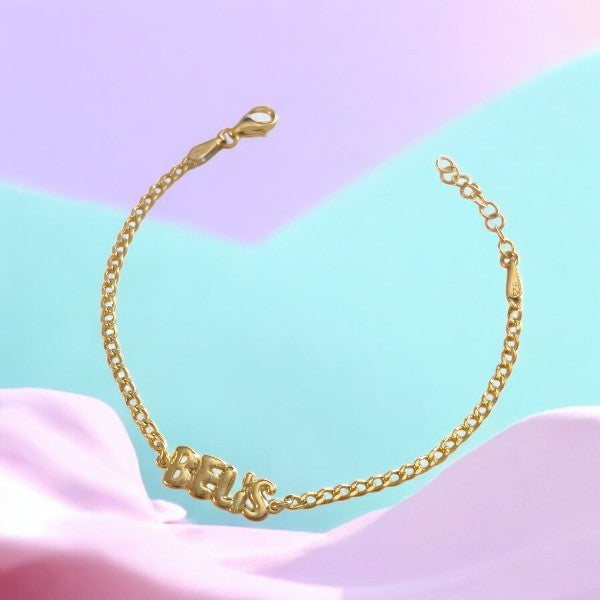 Gold-Plated 925 Sterling Silver Letter Bracelet for Girls - Adorable Silver Kids Bracelet