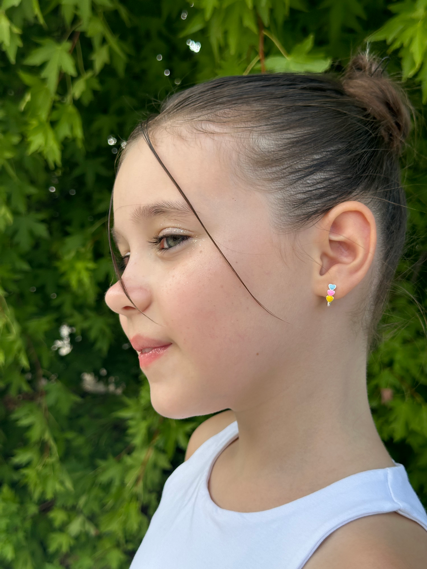 Colorful Heart Silver Earrings for Kids