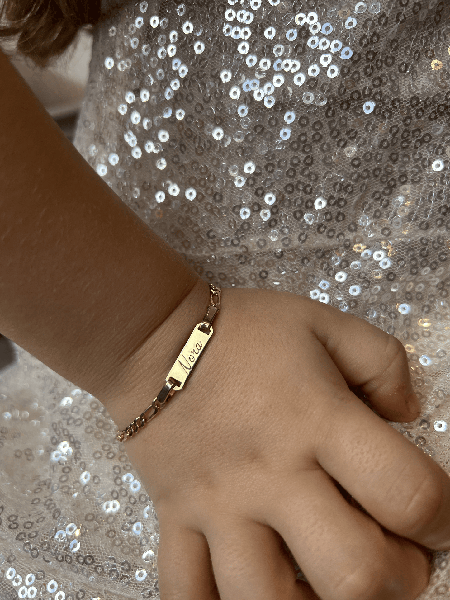 Personalized Silver Bracelet for Girls - Engraved Gold-Plated Name Bracelet for Kids - Custom Baby Name ID Bracelet