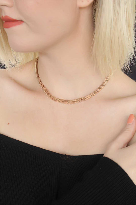 Elegant Rose Gold Chain Necklace for Women - Stylish Stainless Steel Jewelry