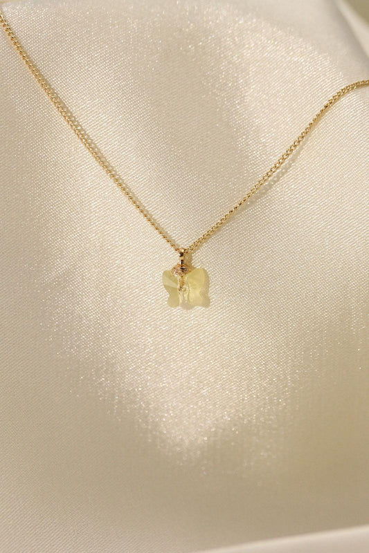 Charming Yellow Minimalist Butterfly Necklace with Zircon Stone