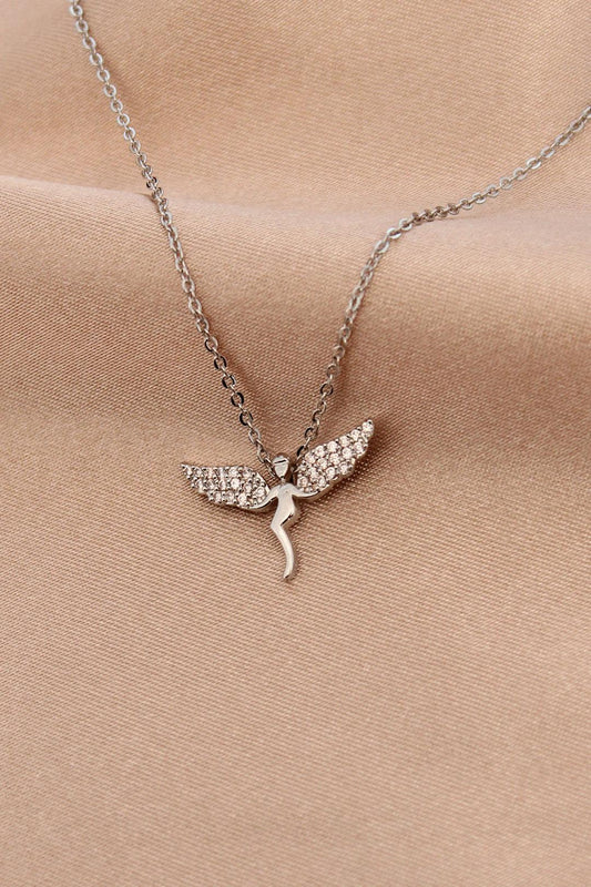 Silver Metal Fairy Necklace with Sparkling Zircon Stones