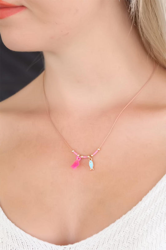 Stunning Rose Pink Gemstone Women's Necklace - Elegant and Charming Accessory