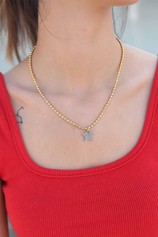 Stunning Gold Star Model Women's Steel Necklace