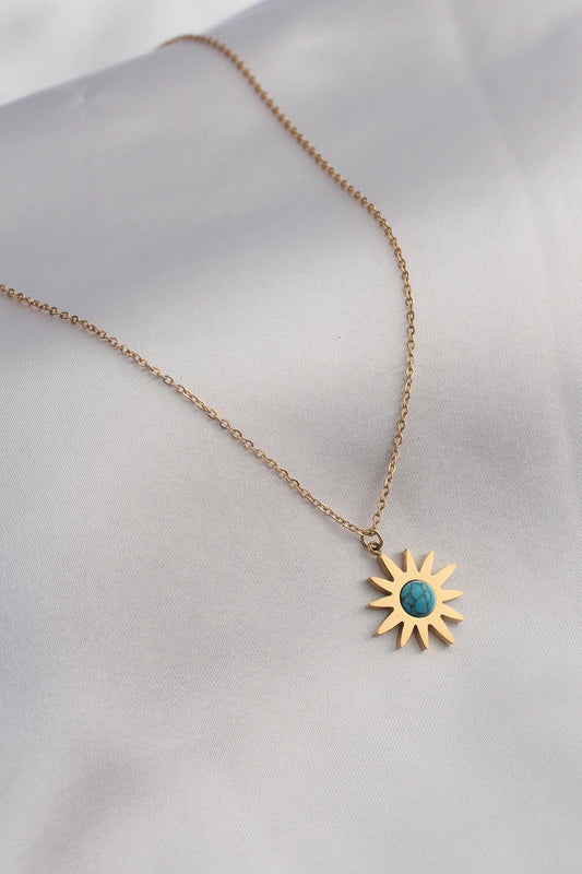 Gold Sun Pendant Necklace for Women in 316L Stainless Steel