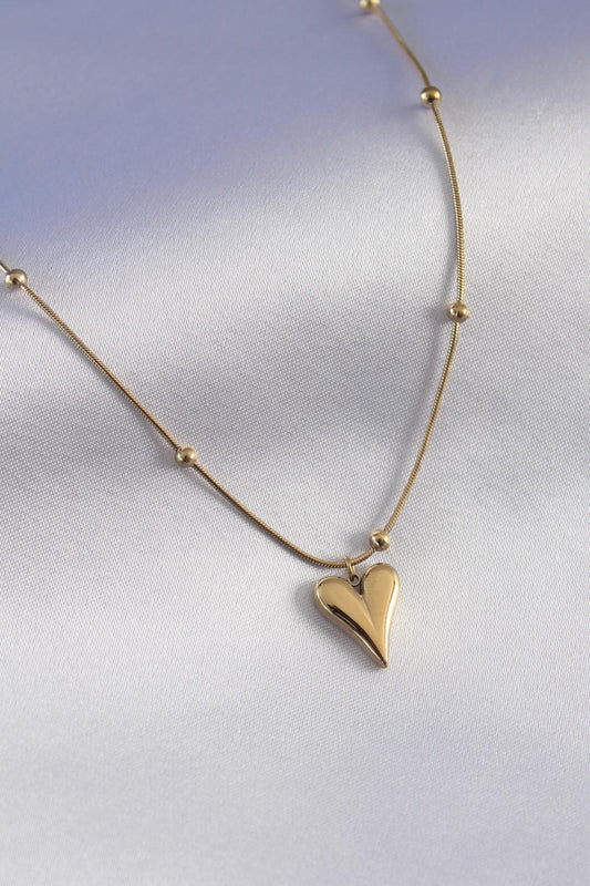 Gold Heart Pendant Necklace for Women - Minimalist 316L Stainless Steel Design