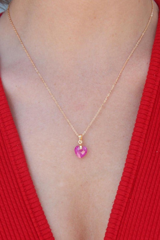 Stunning Gold and Pink Heart Crystal Necklace for Women