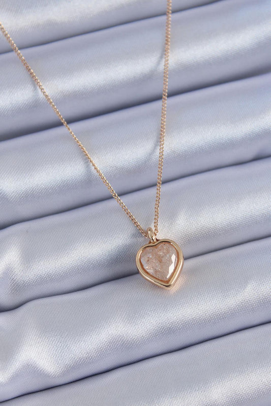 Stunning Gold and Cream Glitter Heart Pendant Necklace for Women