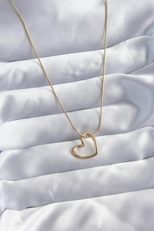 Gold Heart Pendant Necklace for Women - 316L Stainless Steel Chain