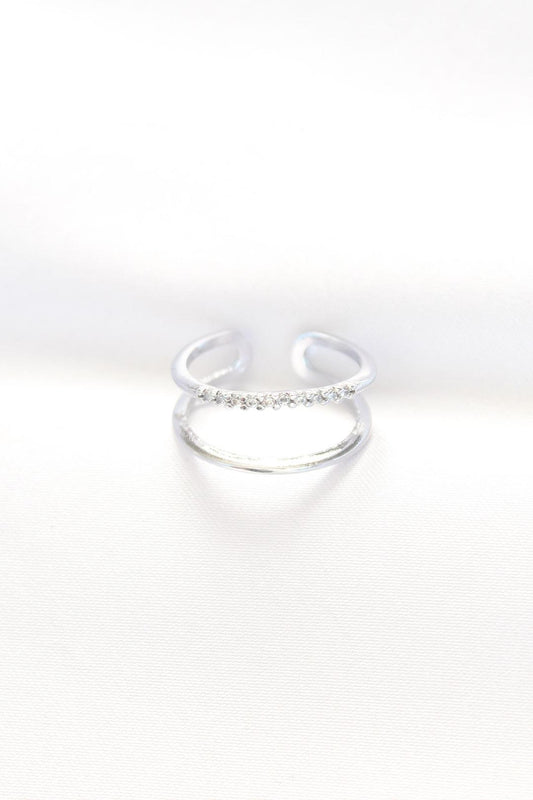 Adjustable Silver Ring with Stunning 2-Layer Waterway Design