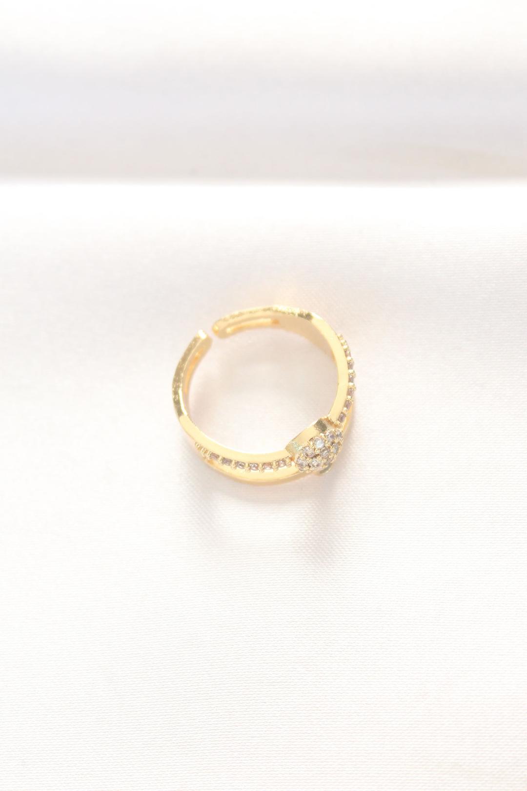 Adjustable Gold Ring with Double Ball Design - Stylish and Versatile