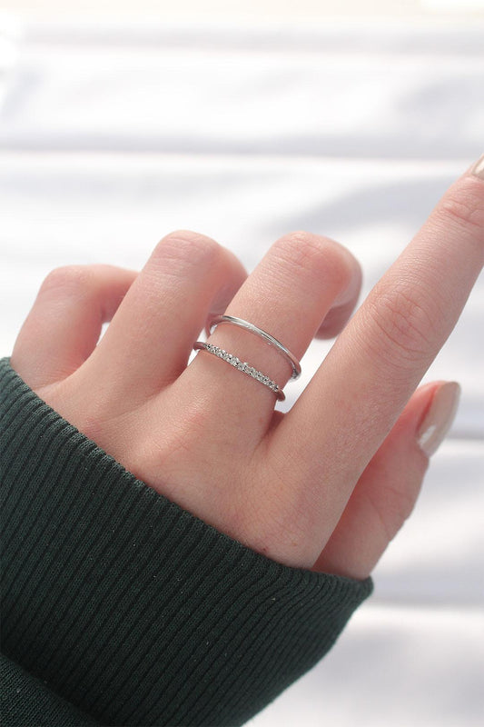 Adjustable Silver Ring with Stunning 2-Layer Waterway Design