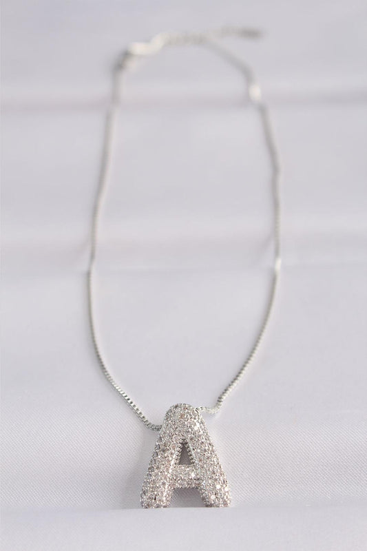 Stunning Silver Bubble Necklace with Zircon Stone and 316L Steel Chain - A Initial Design