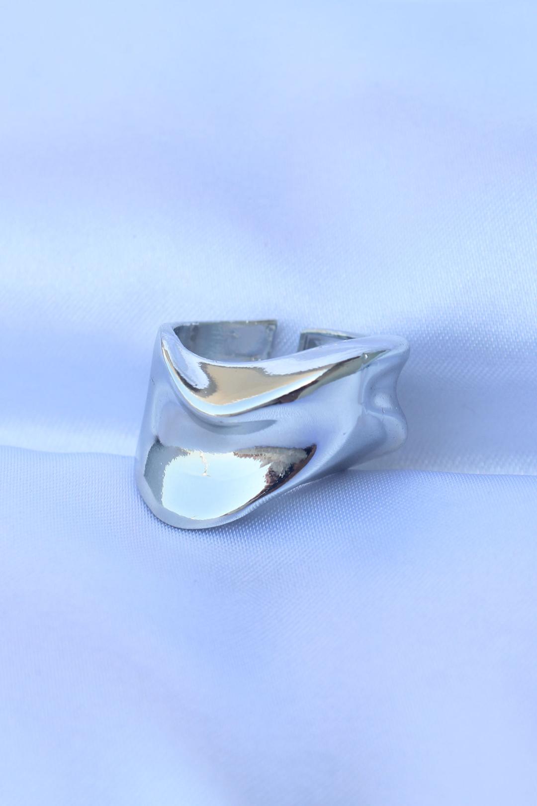 Adjustable Thick Silver Color Statement Ring