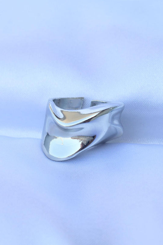 Adjustable Thick Silver Color Statement Ring