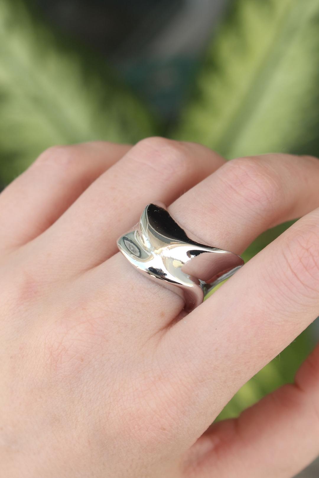 Adjustable Thick Silver Color Statement Ring