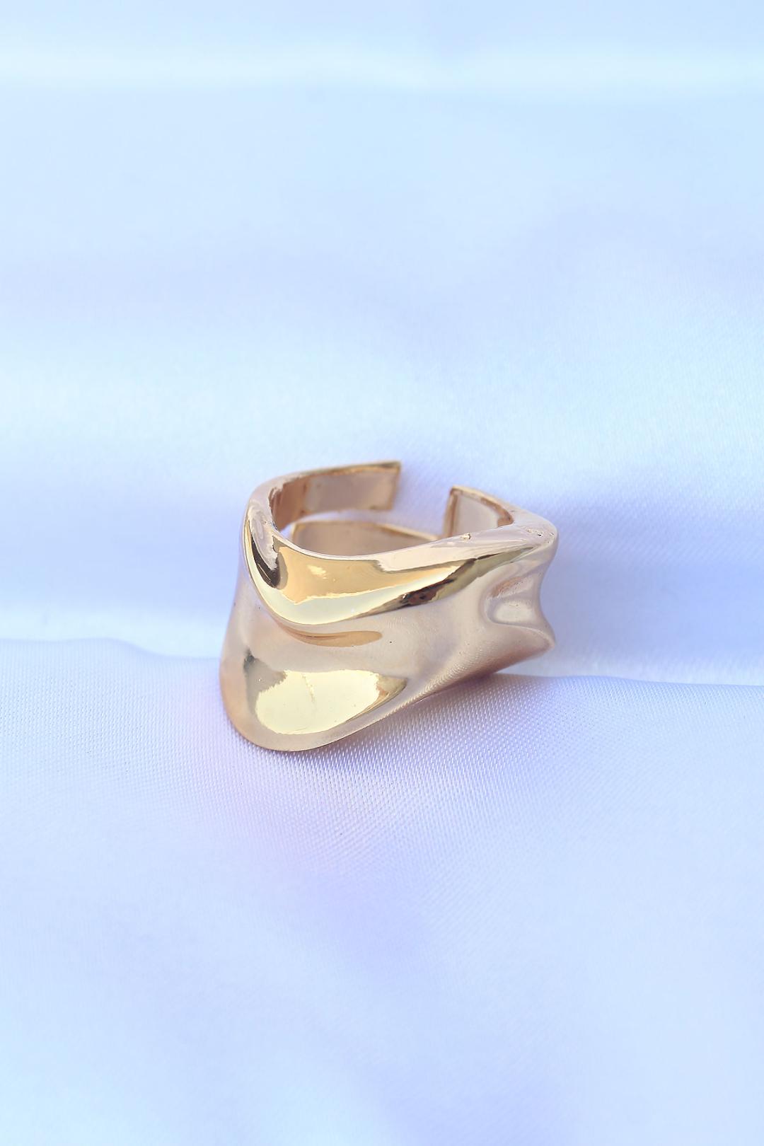 Adjustable Thick Gold-Finish Stacking Ring - Stylish and Versatile