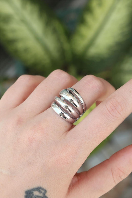 Adjustable Silver Tone Textured Dome Ring - Stylish and Versatile Jewelry Piece