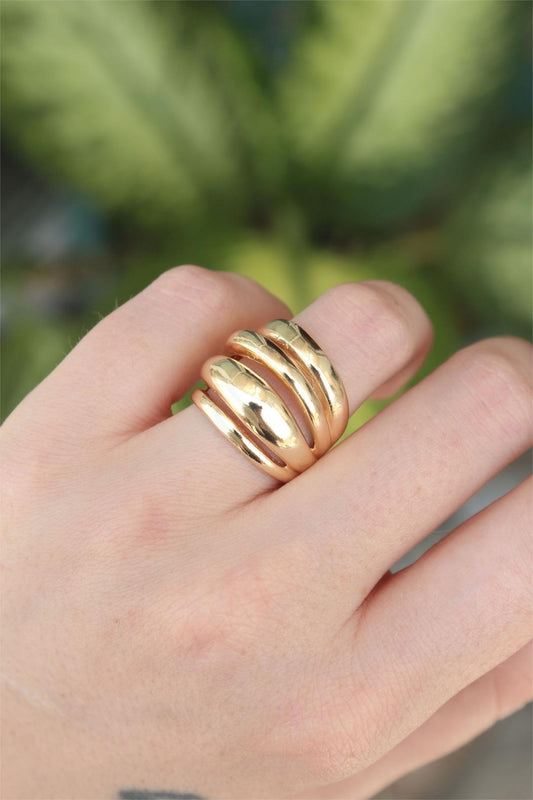 Adjustable Gold Textured Dome Ring - Perfect for Every Occasion