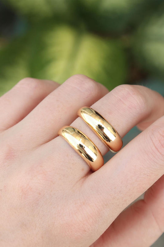 Adjustable Gold Tone Band Ring - Perfect for Any Style!