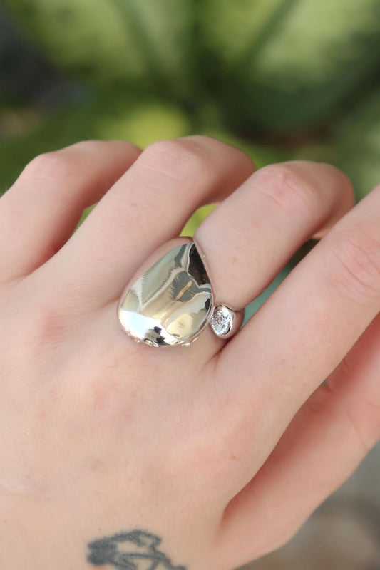 Adjustable Silver Tone Bold Dome Ring - Stylish and Unique Jewelry