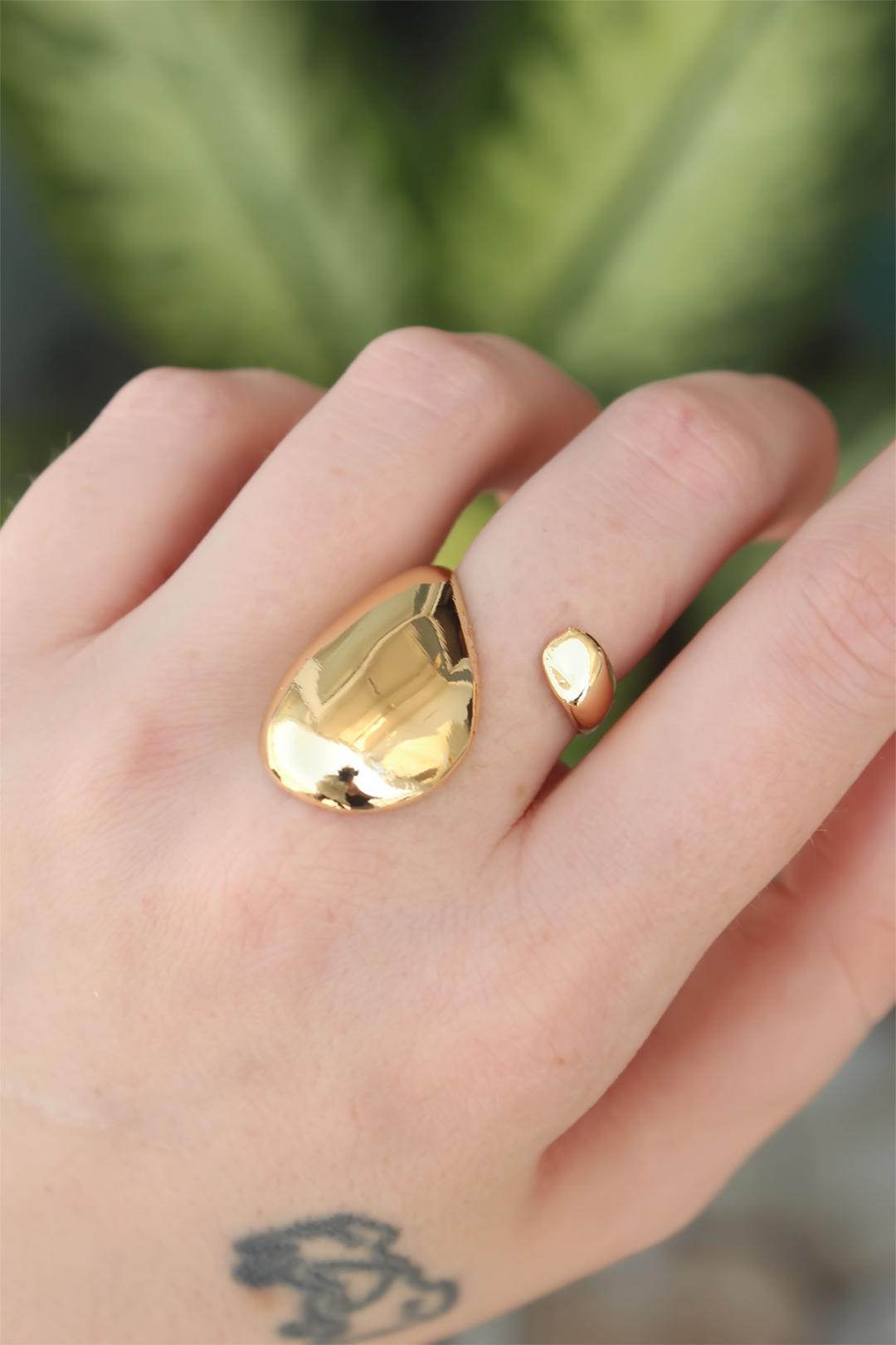 Adjustable Gold Tone Bold Dome Ring - Perfect Statement Jewelry