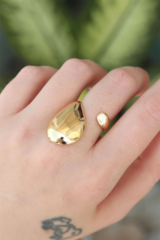 Adjustable Gold Tone Bold Dome Ring - Perfect Statement Jewelry