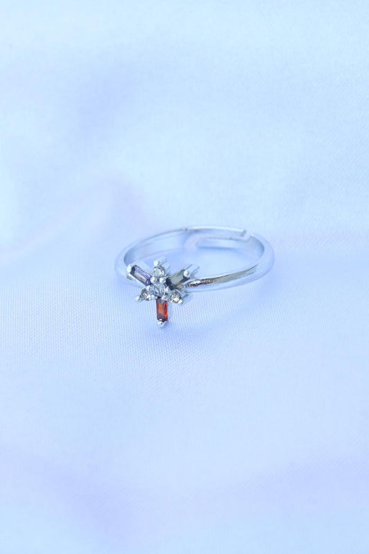 Adjustable Silver Dragonfly Ring with Colorful Zircon Stones