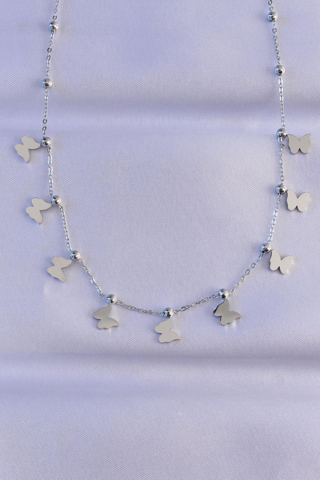 Minimalist Silver Butterfly Necklace in Durable 316L Stainless Steel