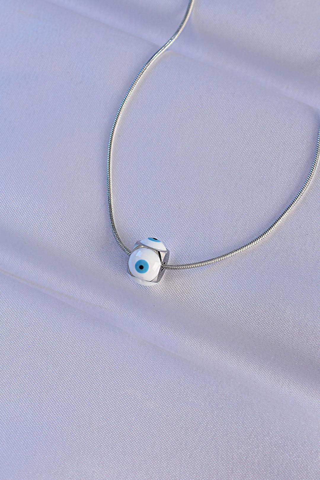 Stunning Silver Tone 316L Stainless Steel Evil Eye Enamel Necklace