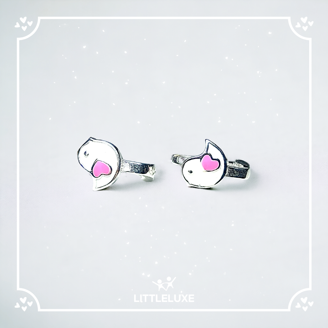 Adorable Silver Earrings for Kids - My Little Bird Design