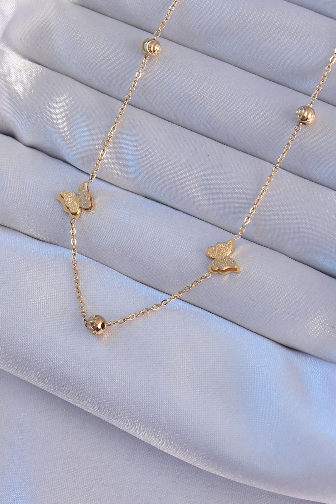 Stunning Gold Butterfly Necklace in 316L Stainless Steel