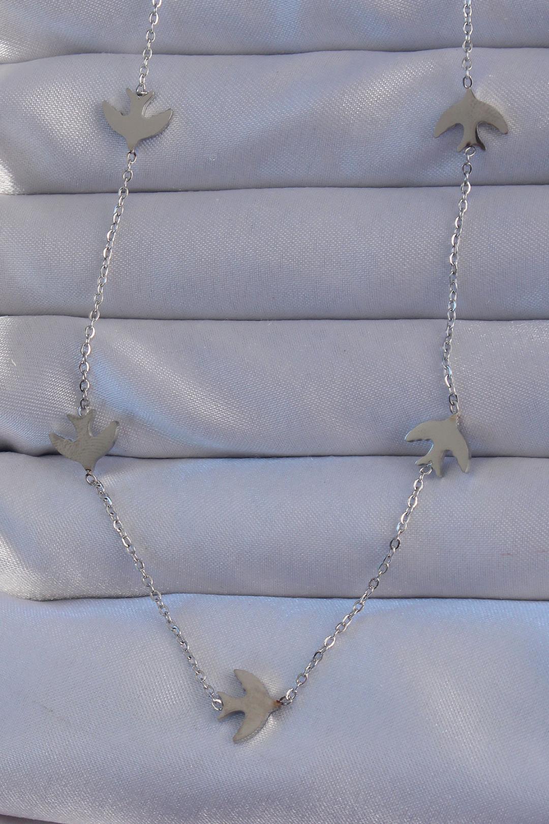 Stylish Silver Bird Pendant Necklace in Durable 316L Stainless Steel