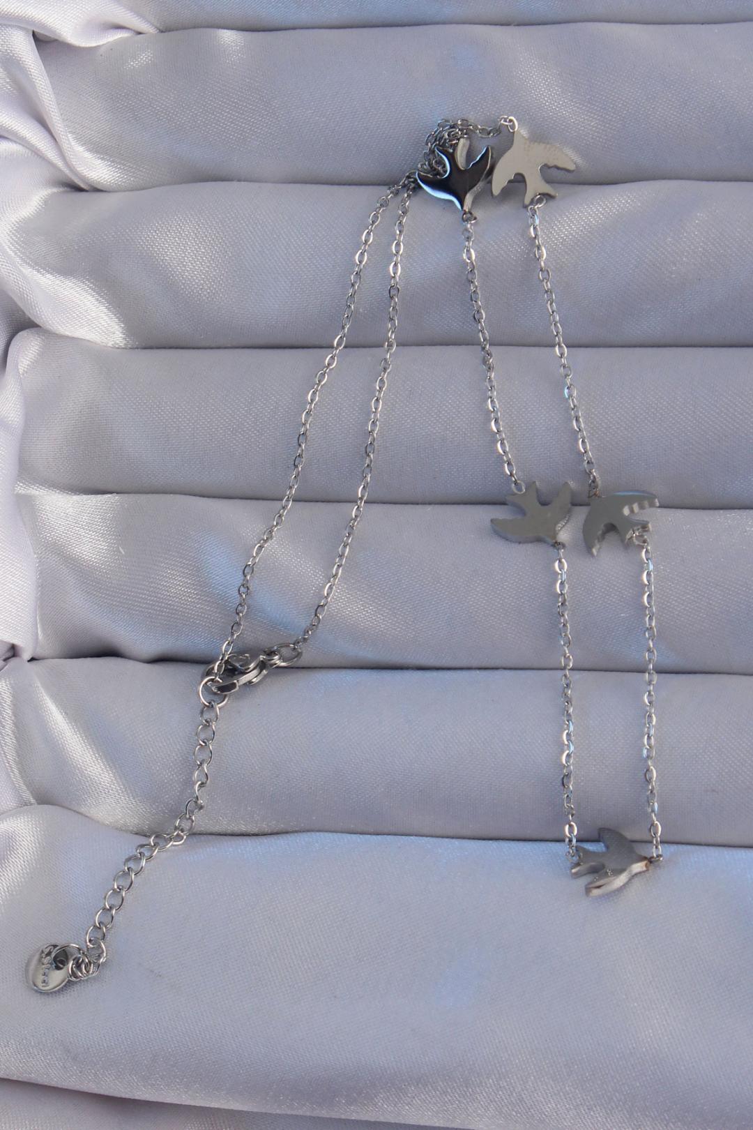 Stylish Silver Bird Pendant Necklace in Durable 316L Stainless Steel