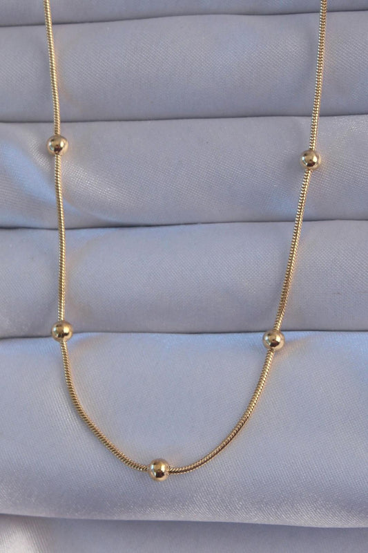 Gold-Plated 316L Stainless Steel Bead Pendant Necklace