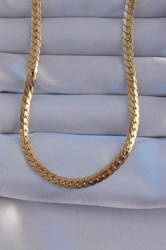 Stylish 316L Stainless Steel Gold-Tone Flat Twist Chain Necklace