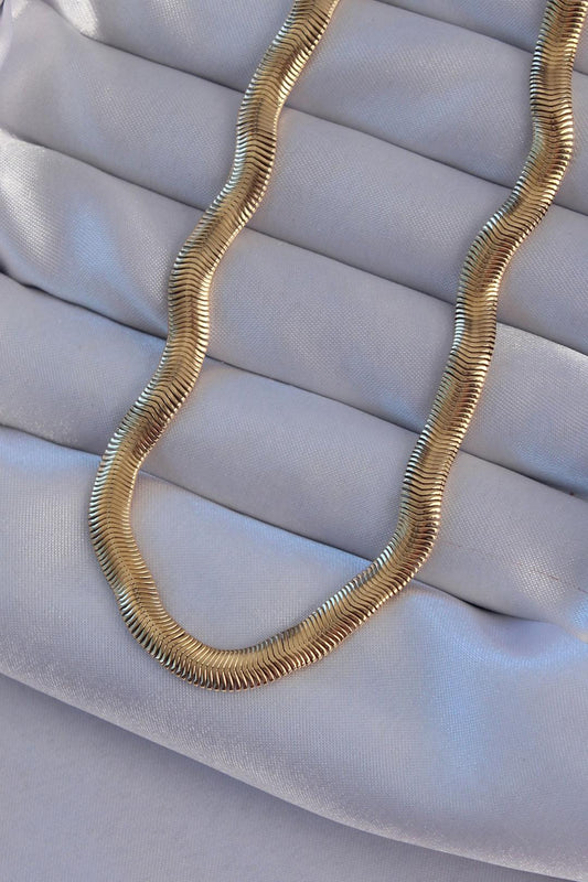 Gold Tone 316L Stainless Steel Snake Chain Necklace