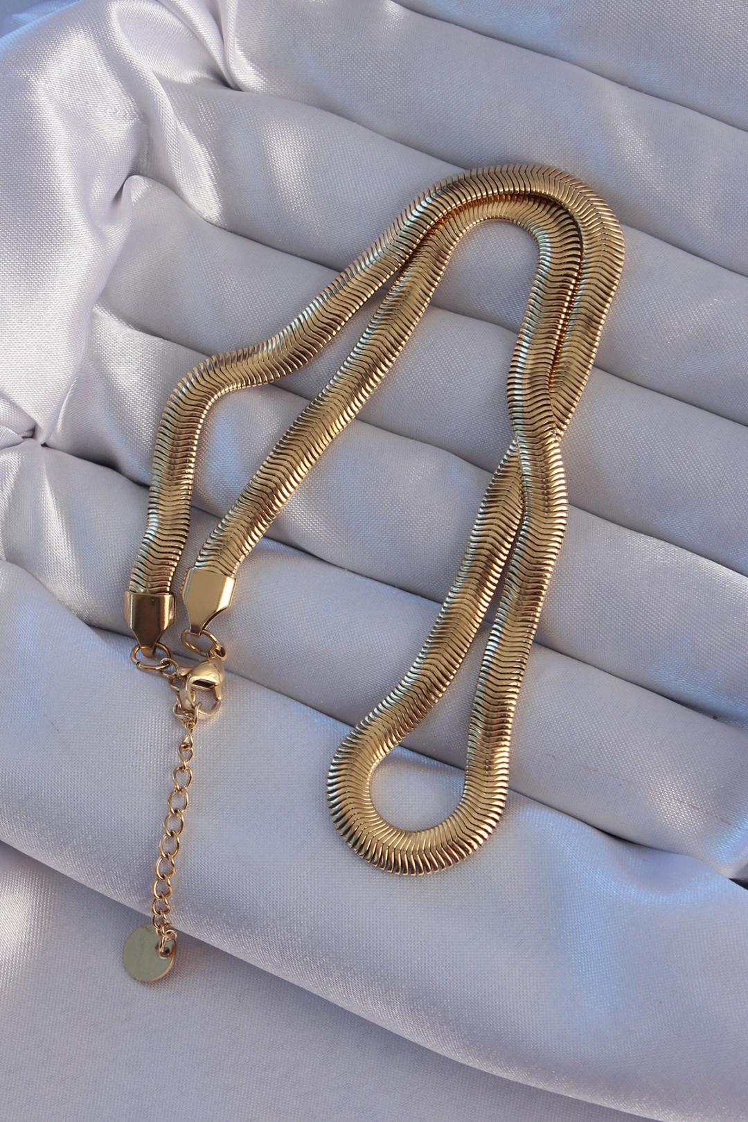 Gold Tone 316L Stainless Steel Snake Chain Necklace