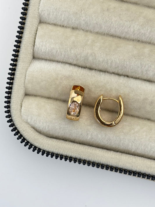 Stunning Gold Hoop Earrings with White Stone Accents