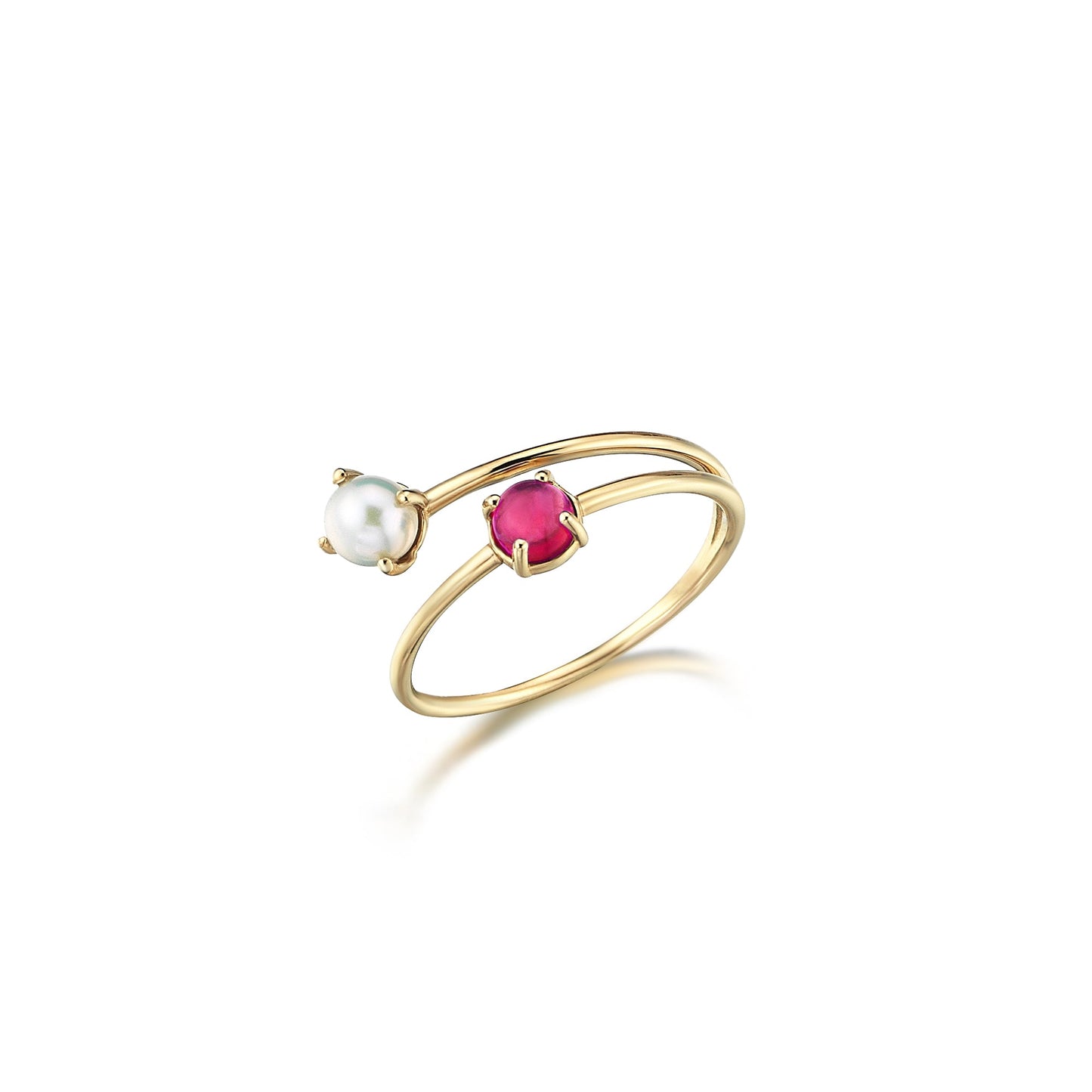 Stunning Gold Ring with Pearl and Tourmaline Gemstones