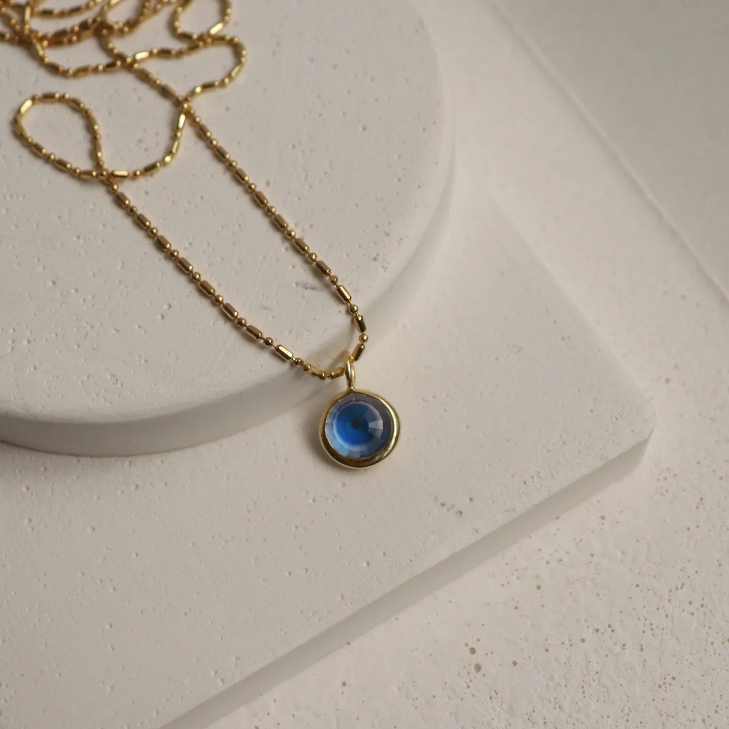 925 Sterling Silver Blue Glass Evil Eye Necklace